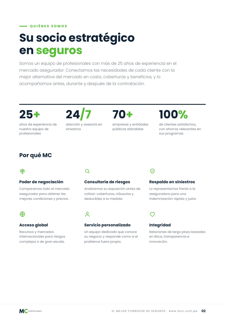Brochure corporativo MC, página 2 de 7
